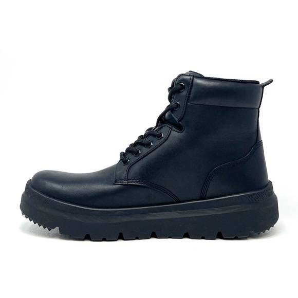 NEW Ugg Burleigh Chukka Boots Black Leather Men’s Size 8 Combat Ankle Wool New - Picture 4 of 11